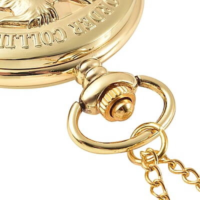 Strada Japanese Movement Border Collie Pocket Watch in Goldtone with Chain (31 Inches)