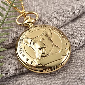 Strada Japanese Movement Corgi Pocket Watch in Goldtone with Chain 31 Inches
