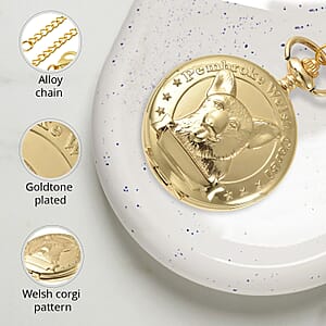 Strada Japanese Movement Corgi Pocket Watch in Goldtone with Chain 31 Inches