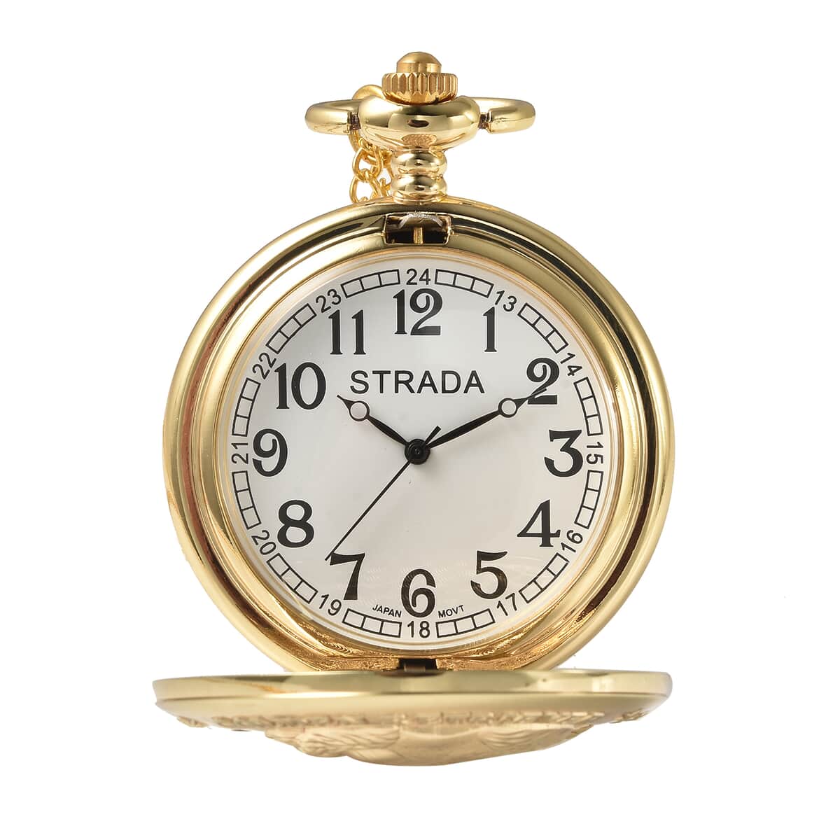Strada Japanese Movement German Shepherd Pocket Watch in Goldtone with Chain 31 Inches image number 4