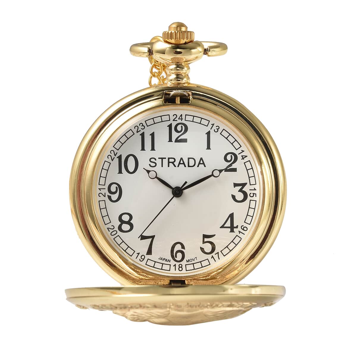 Strada Japanese Movement Golden Retriever Pocket Watch in Goldtone with Chain (31 Inches) image number 4