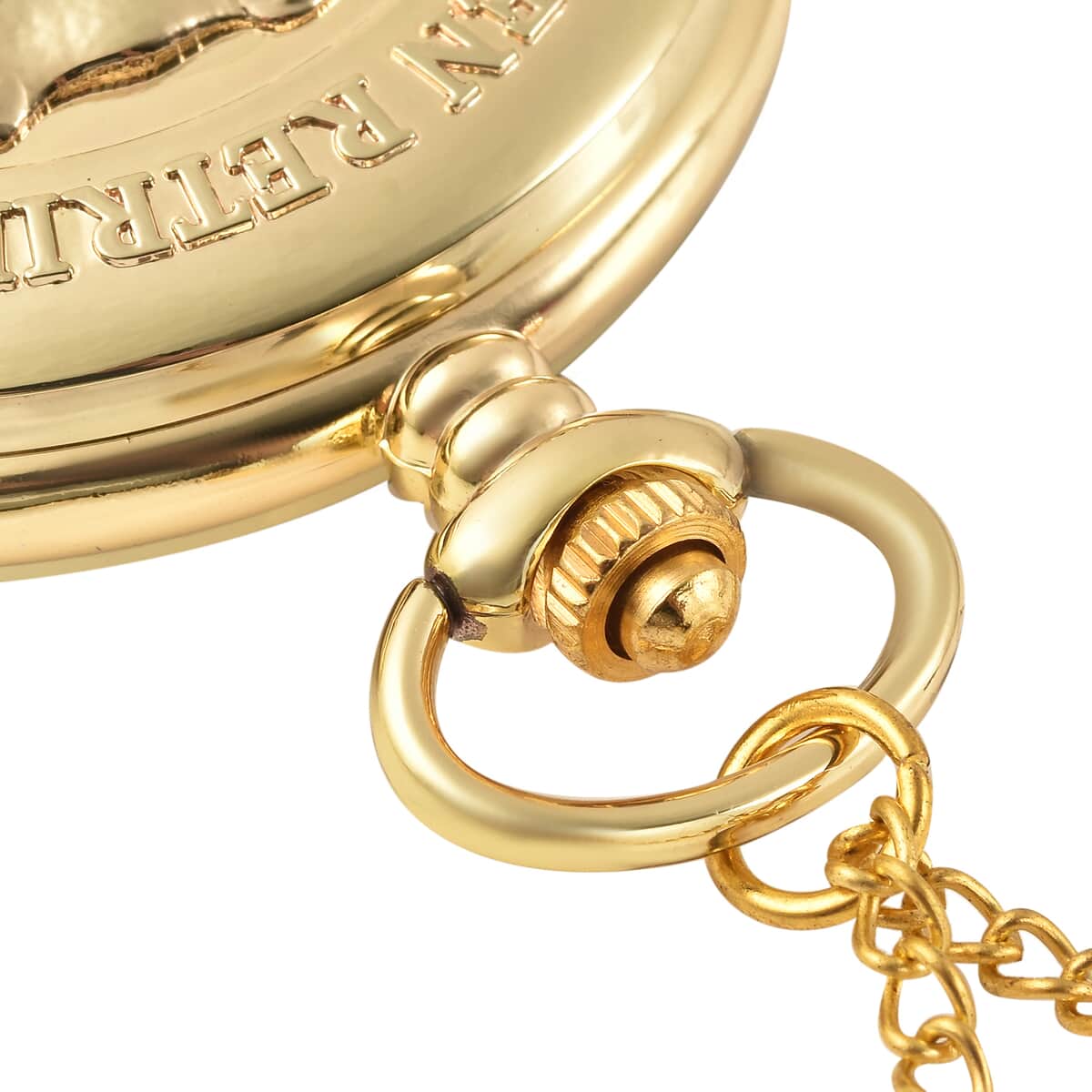 Strada Japanese Movement Golden Retriever Pocket Watch in Goldtone with Chain (31 Inches) image number 5