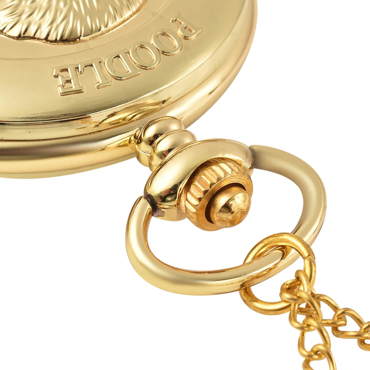 Strada Japanese Movement Poodle Pocket Watch in Goldtone with Chain (31 Inches) image number 5