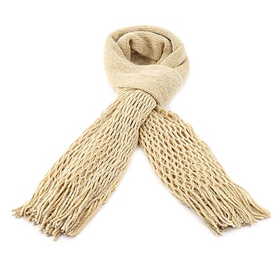Strada Japanese Movement Watch with Golden Sequin Faux Leather Strap and Golden Solid Acrylic Scarf