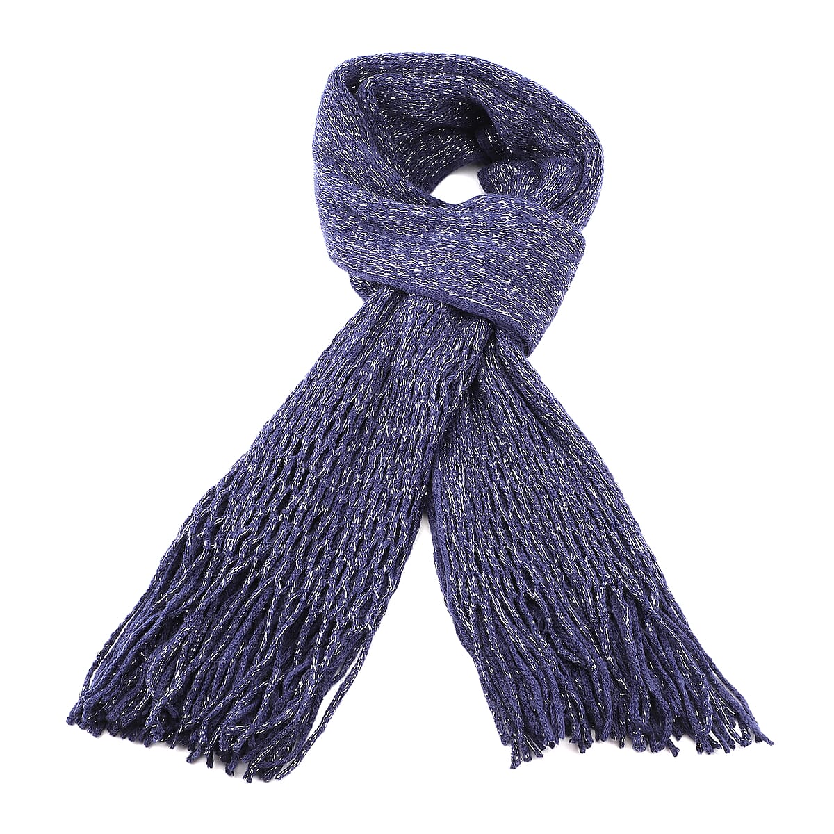 Strada Japanese Movement Watch with Dark Blue Sequin Faux Leather Strap and Navy Blue Solid Acrylic Scarf image number 4