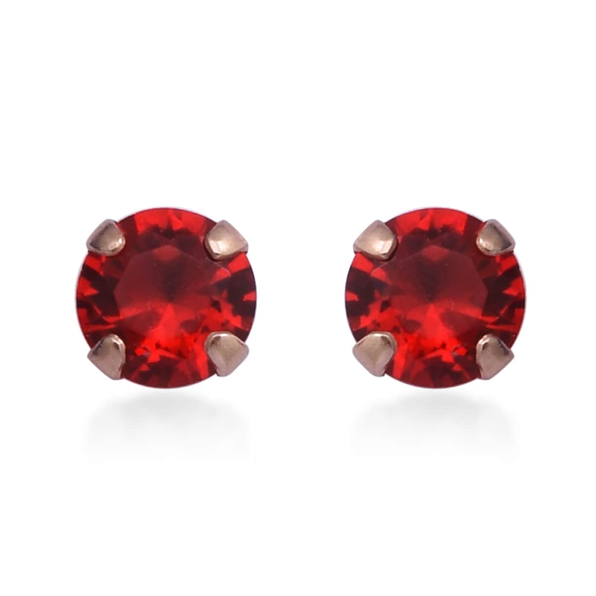 Set of 3 Simulated Ruby, Tanzanite and Emerald Diamond Stud Earrings in 14K Yellow and Rose Gold Over Sterling Silver 5.50 ctw image number 5