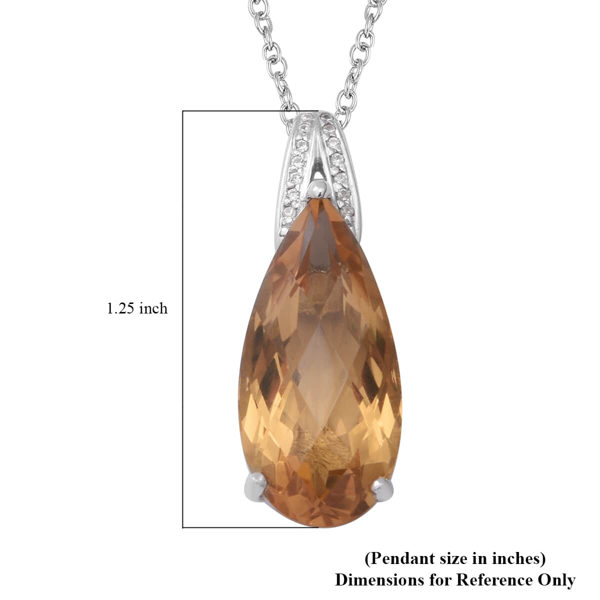 Brazilian Citrine and White Zircon Drop Pendant Necklace 18 Inches in Platinum Over Sterling Silver 15.00 ctw image number 4