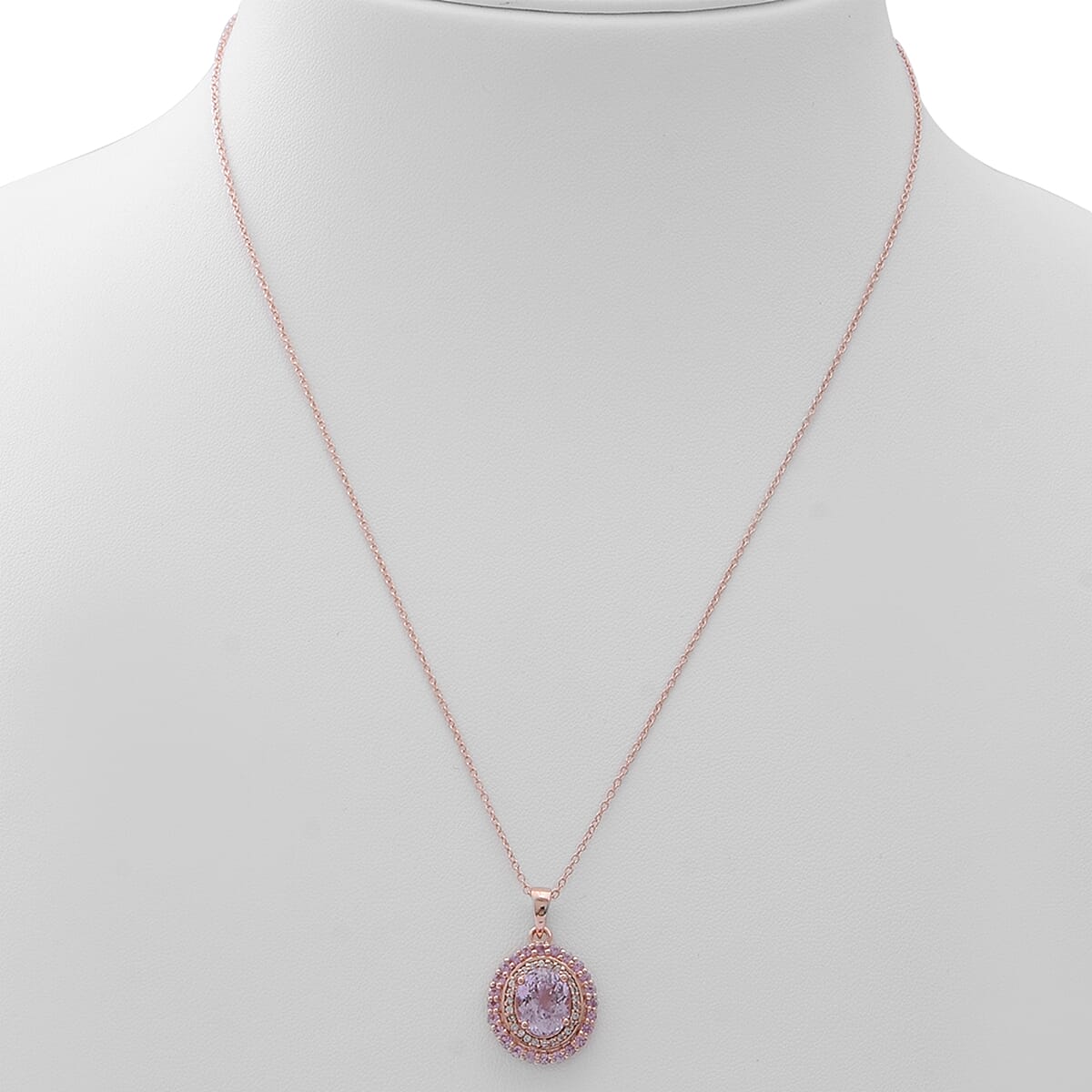 AAA Martha Rocha Kunzite and Multi Gemstone Cocktail Pendant Necklace 18 Inches in Vermeil Rose Gold Over Sterling Silver 4.50 ctw