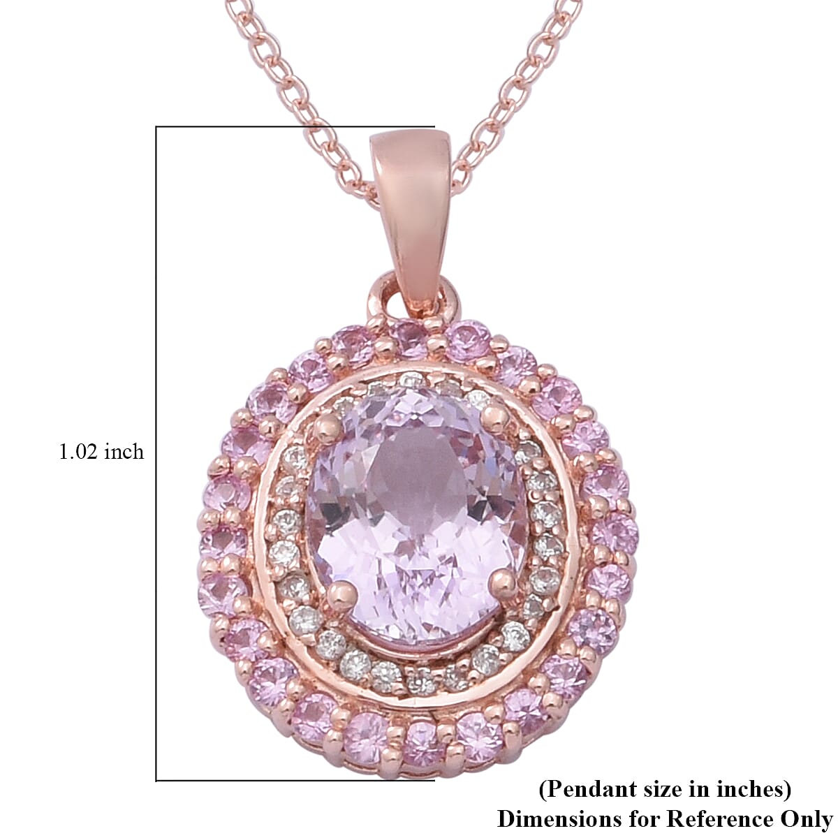 AAA Martha Rocha Kunzite and Multi Gemstone Cocktail Pendant Necklace 18 Inches in Vermeil Rose Gold Over Sterling Silver 4.50 ctw