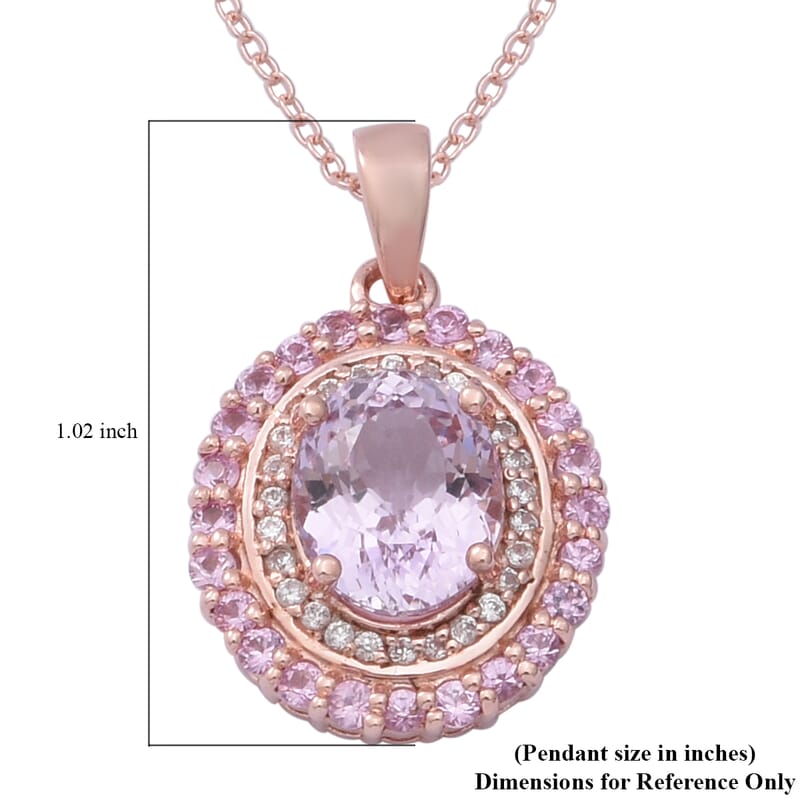 AAA Martha Rocha Kunzite and Multi Gemstone Cocktail Pendant Necklace 18 Inches in Vermeil Rose Gold Over Sterling Silver 4.50 ctw