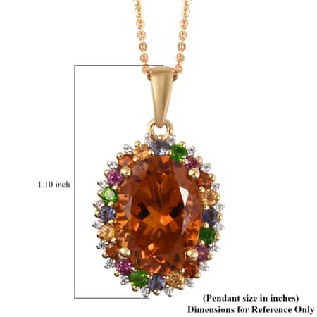 Santa Ana Madeira Citrine and Multi Gemstone Pendant Necklace 20 Inches in Vermeil Yellow Gold Over Sterling Silver 6.30 ctw image number 5