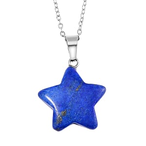 Set of 4 Lapis Lazuli, Opalite, Galilea Rose Quartz, Gold Sandstone Star Pendant without Chain in Silvertone 48.00 ctw