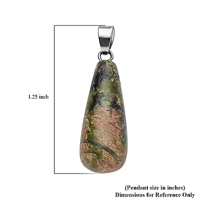 Lapis Lazuli, Unakite, Blue Howlite, Dalmatian Jasper Set of 4 Pendants in Silvertone With Stainless Steel Chain 20 Inches 64.00 ctw