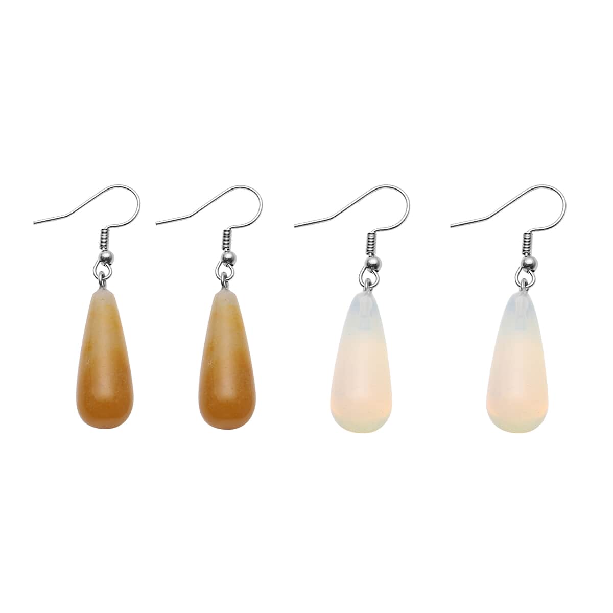 Set of 2 Opalite and Yellow Quartzite Earrings in Stainless Steel 32.00 ctw image number 0
