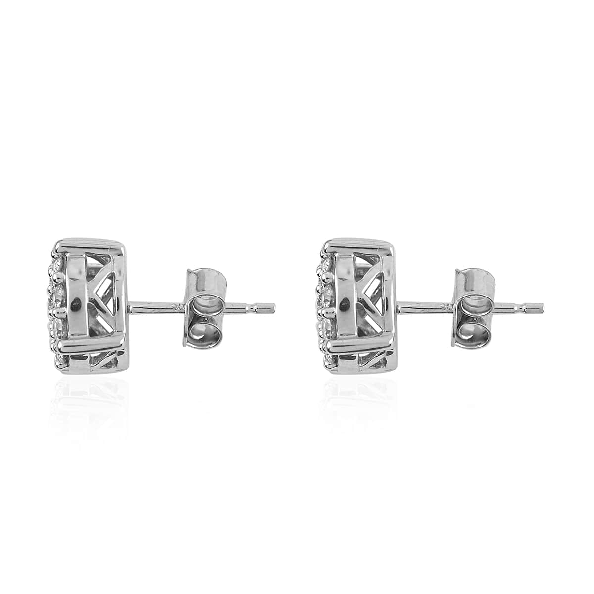 NY Closeout 10K White Gold G-H I1 Diamond Stud Earrings and Pendant Necklace 18 Inches 5.20 Grams 1.10 ctw image number 4
