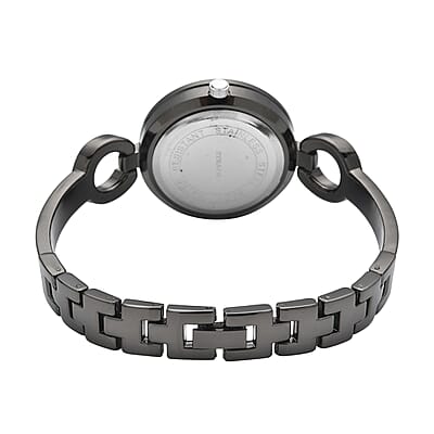 Strada White Crystal Japanese Movement Watch in Blacktone Strap with Replacement Ring - Black, Blue, Golden, Red