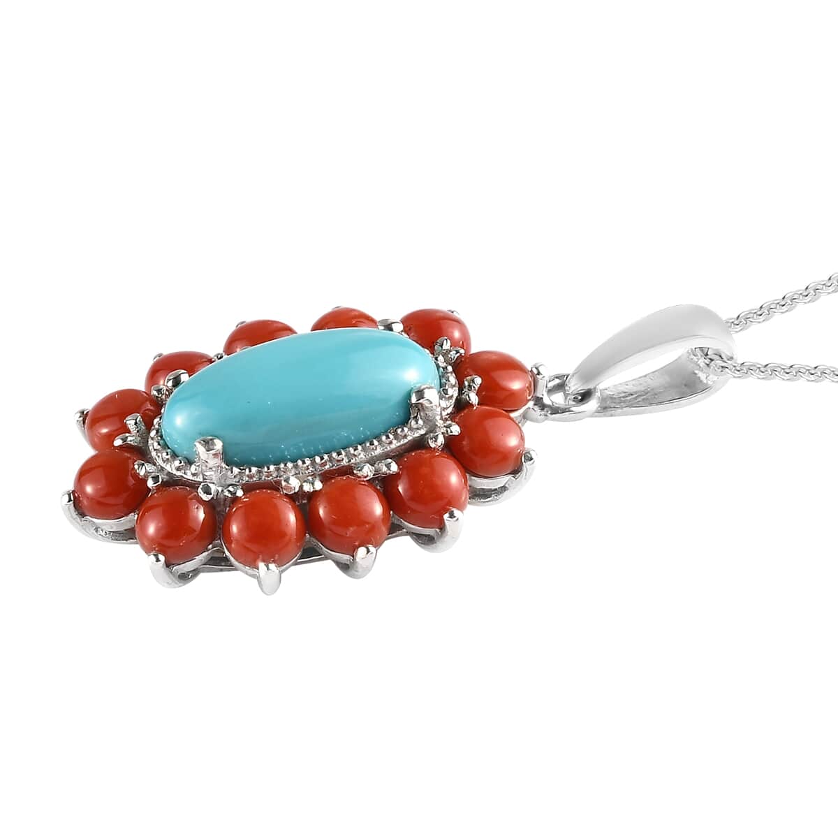 Natural Sleeping Beauty and Coral outlet Pendant