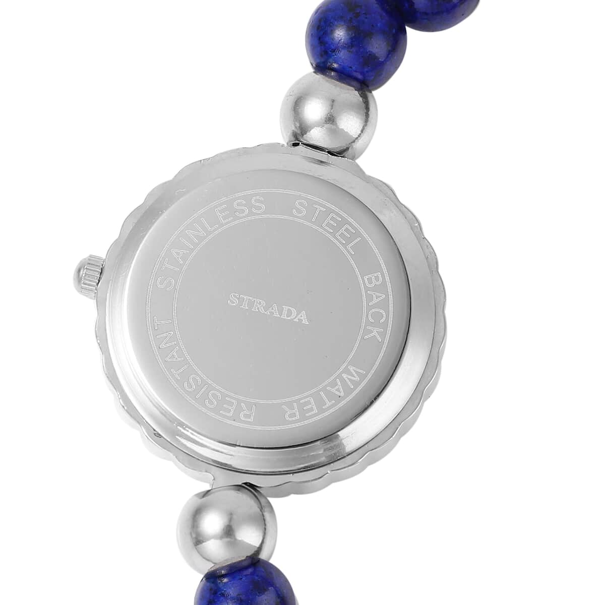 Set of 2 STRADA Japanese Movement White Austrian Crystal, Lapis Lazuli Beaded Bracelet Watch with Matching Bracelet in Stainless Steel 161.00 ctw image number 5