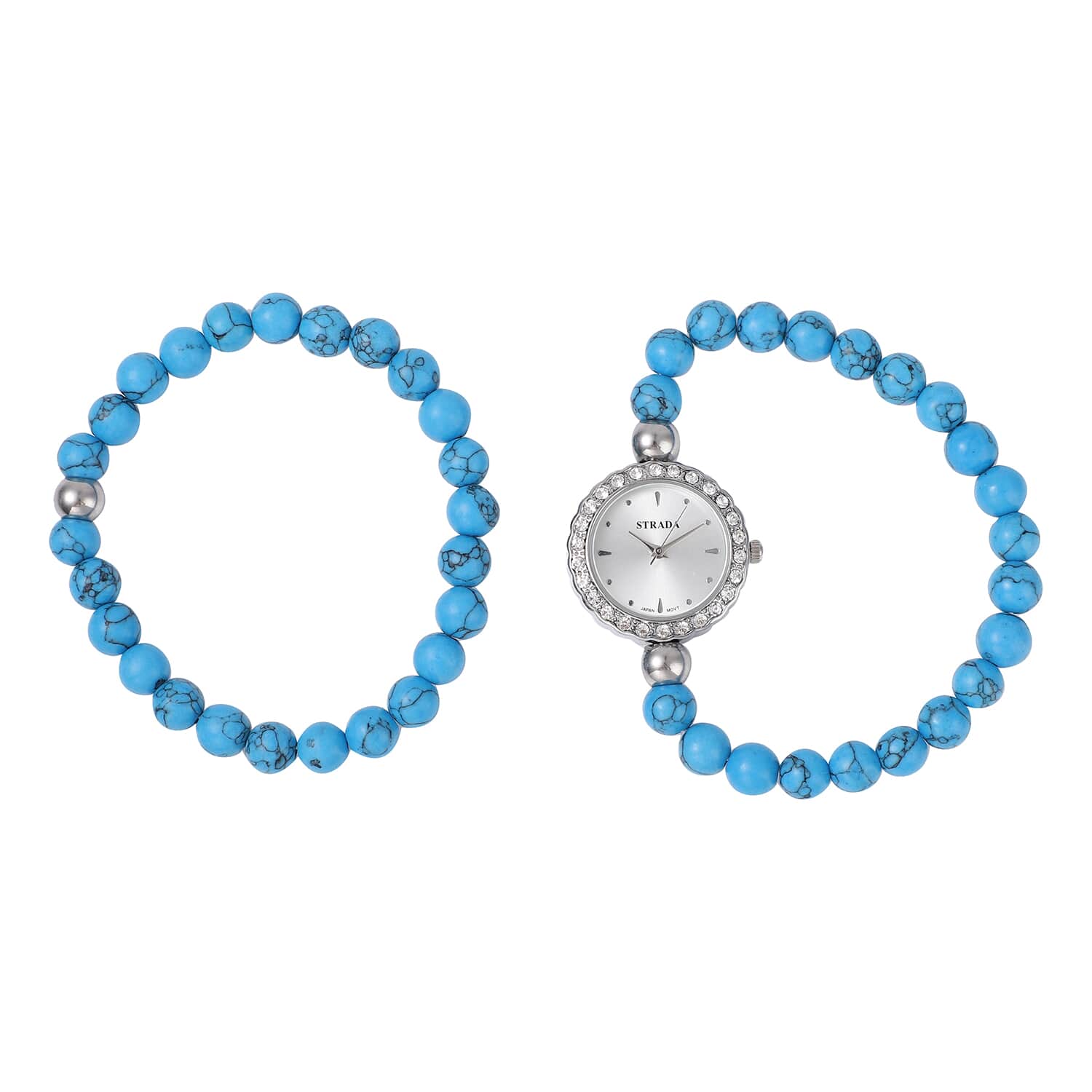 Crystal blue watch and bracelet clearance set