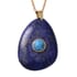 Lapis Lazuli and Blue Howlite Pendant with Paperclip Necklace 18 Inches in ION Plated YG Stainless Steel 117.50 ctw image number 0