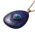Lapis Lazuli and Blue Howlite Pendant with Paperclip Necklace 18 Inches in ION Plated YG Stainless Steel 117.50 ctw image number 3