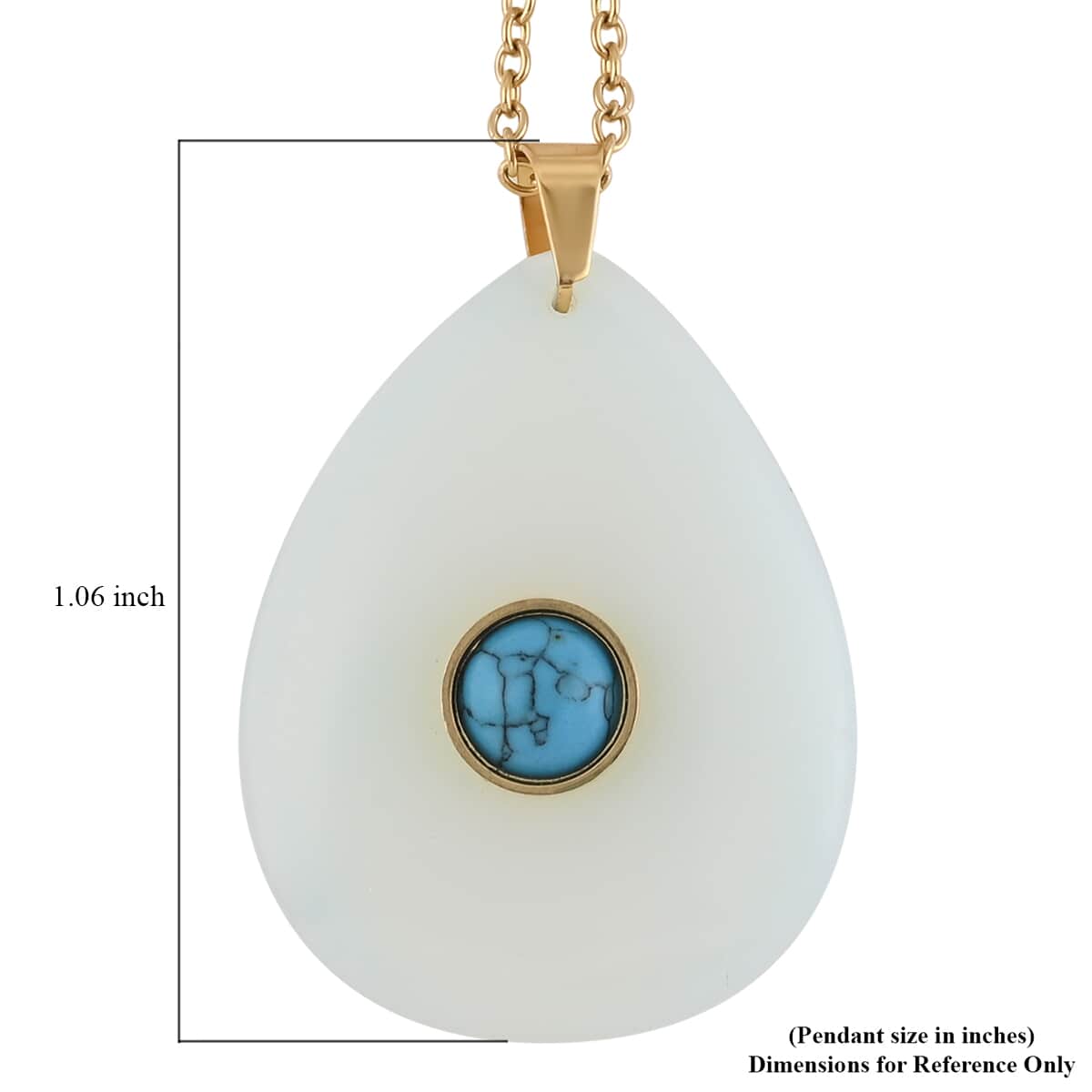 Opalite and Blue Howlite Pendant with Necklace 18 Inches in ION Plated Yellow Gold Stainless Steel 79.50 ctw image number 5