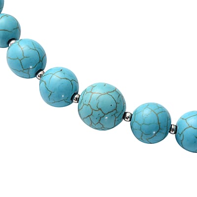 Freshened Blue Howlite 178.00 ctw Beaded Necklace 18 Inches and Earrings in Silvertone