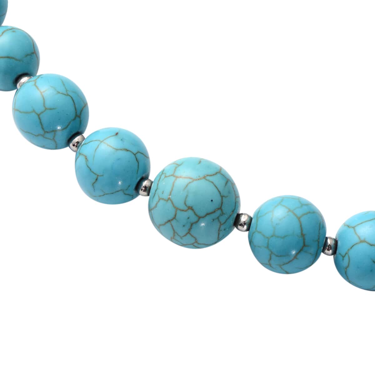 Freshened Blue Howlite Beaded Necklace (18 Inches) and Earrings in Silvertone 178.00 ctw image number 3