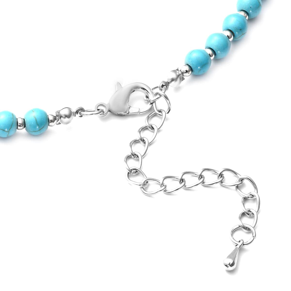 Freshened Blue Howlite Beaded Necklace (18 Inches) and Earrings in Silvertone 178.00 ctw image number 4