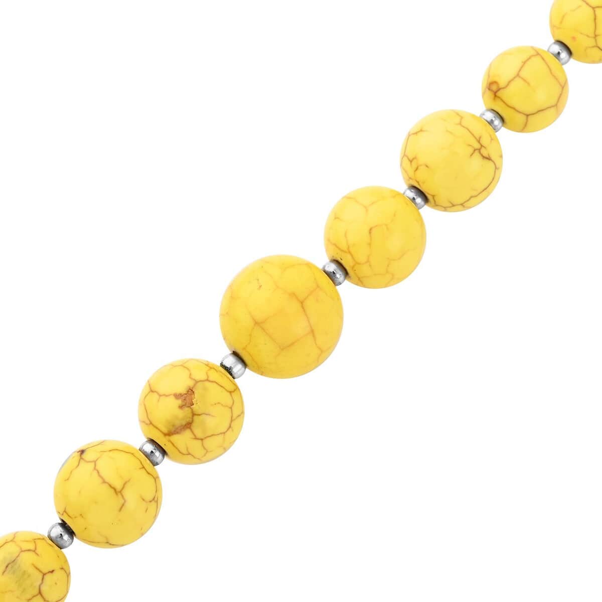 Freshened Yellow Howlite Beaded Necklace 18-22 Inches and Earrings in Silvertone 187.50 ctw image number 4