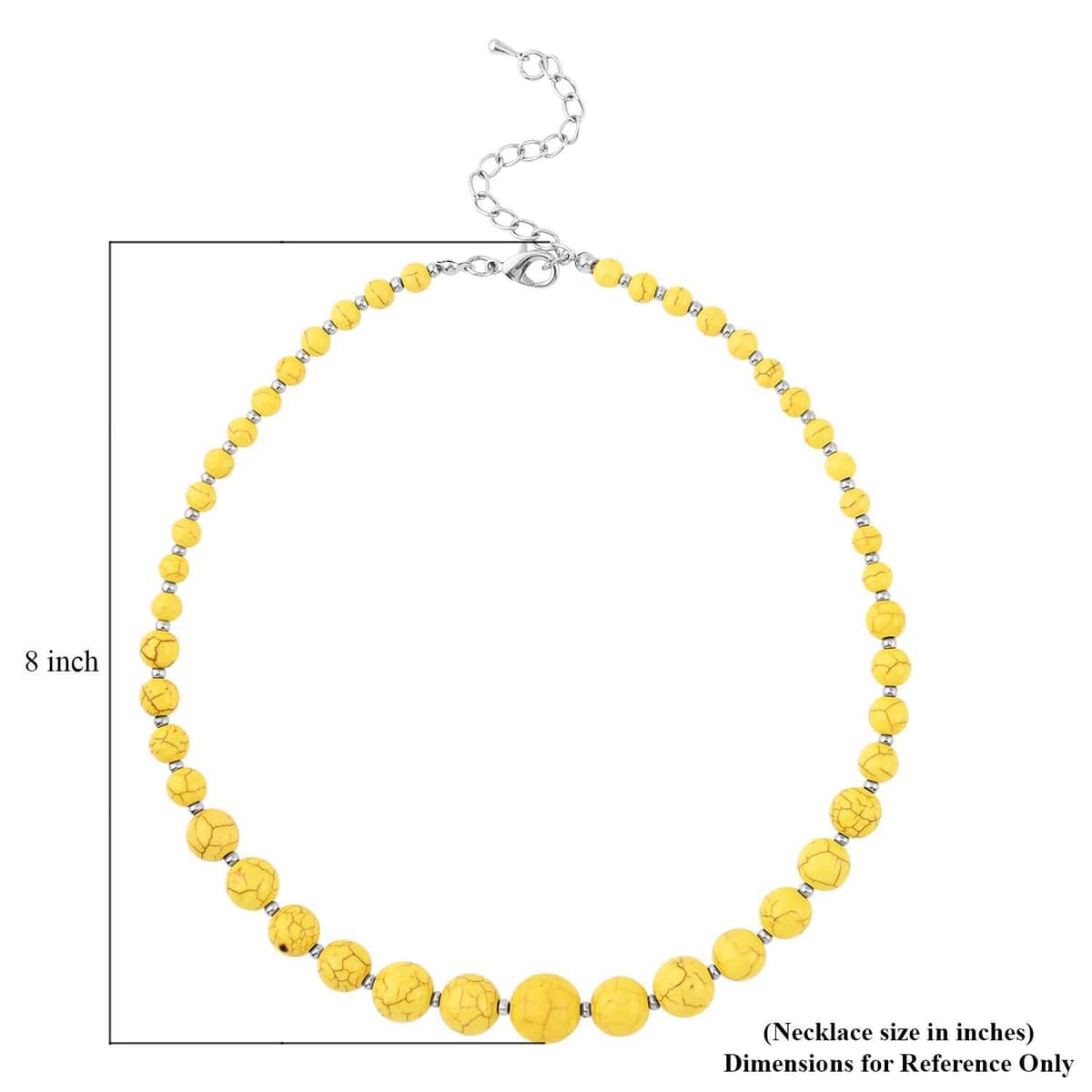 Freshened Yellow Howlite Beaded Necklace 18-22 Inches and Earrings in Silvertone 187.50 ctw image number 5