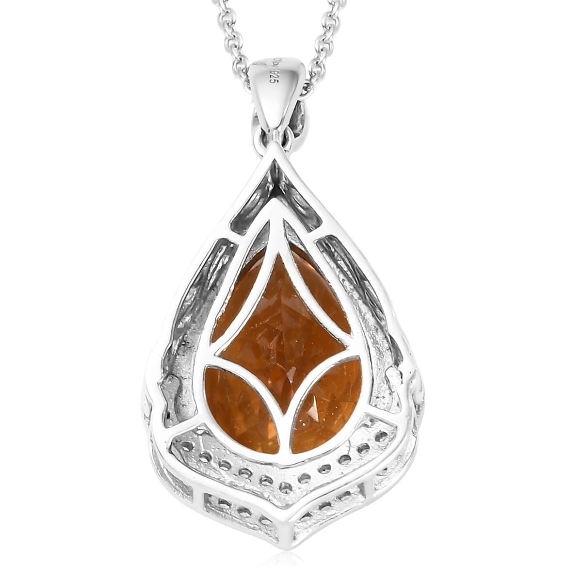 Santa Ana Madeira Citrine and Natural White Zircon Pendant Necklace 20 Inches in Platinum Over Sterling Silver 9.60 ctw image number 4