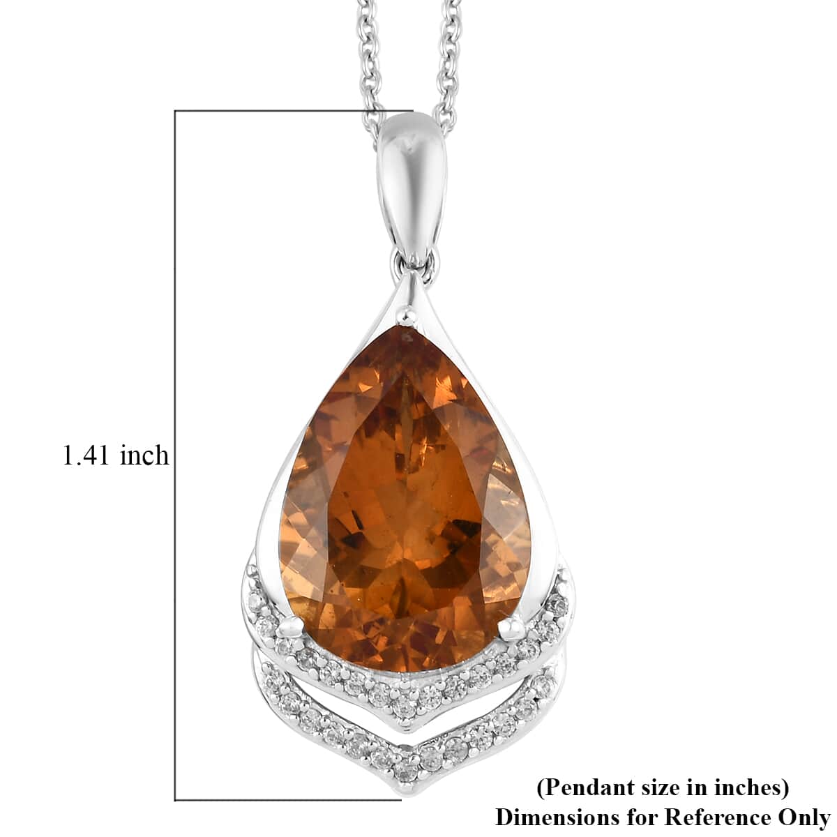 Santa Ana Madeira Citrine and Natural White Zircon Pendant Necklace 20 Inches in Platinum Over Sterling Silver 9.60 ctw image number 5