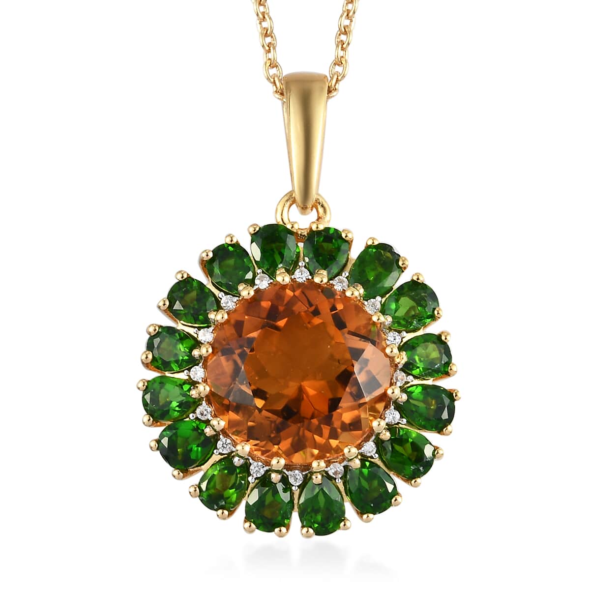 Santa Ana Madeira Citrine and Multi Gemstone Cocktail Pendant Necklace 20 Inches in Vermeil Yellow Gold Over Sterling Silver 8.75 ctw image number 0