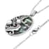 Abalone Shell and White Shell Pearl Pendant Necklace 20 Inches in Black Oxidized Stainless Steel image number 3