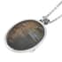 Abalone Shell and White Shell Pearl Pendant Necklace 20 Inches in Black Oxidized Stainless Steel image number 4