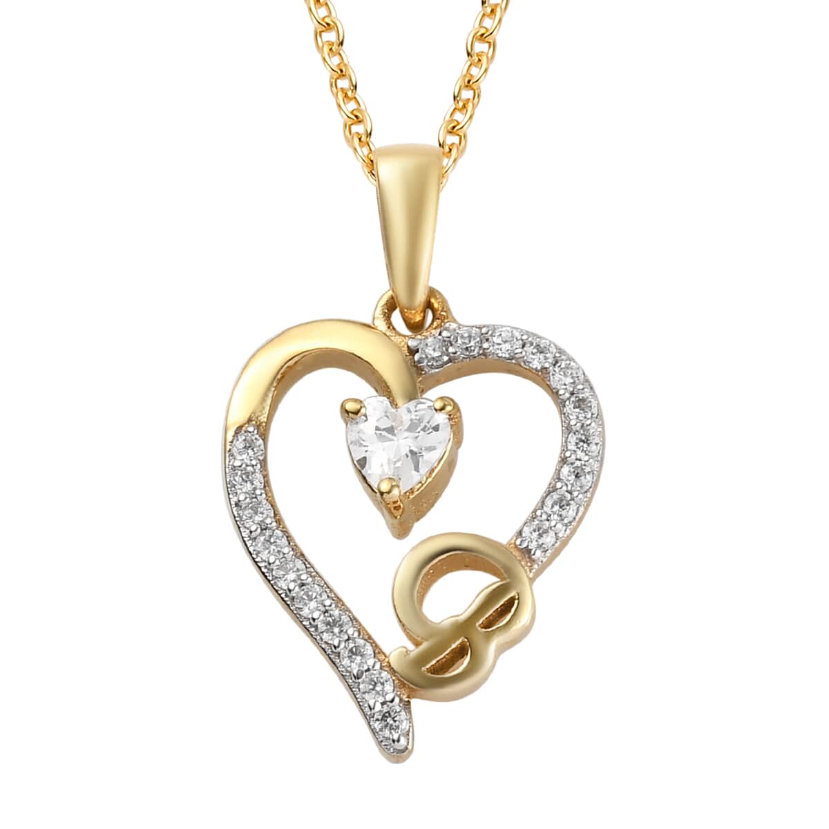 KARIS Simulated Diamond Initial A Pendant Necklace 20 Inches in ION Plated 18K Yellow Gold and ION Plated Yellow Gold Stainless Steel 0.80 ctw image number 0