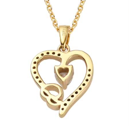 KARIS Simulated Diamond Initial B Heart Pendant Necklace 20 Inches in 18K YG Plated and ION Plated Yellow Gold Stainless Steel 0.80 ctw image number 4