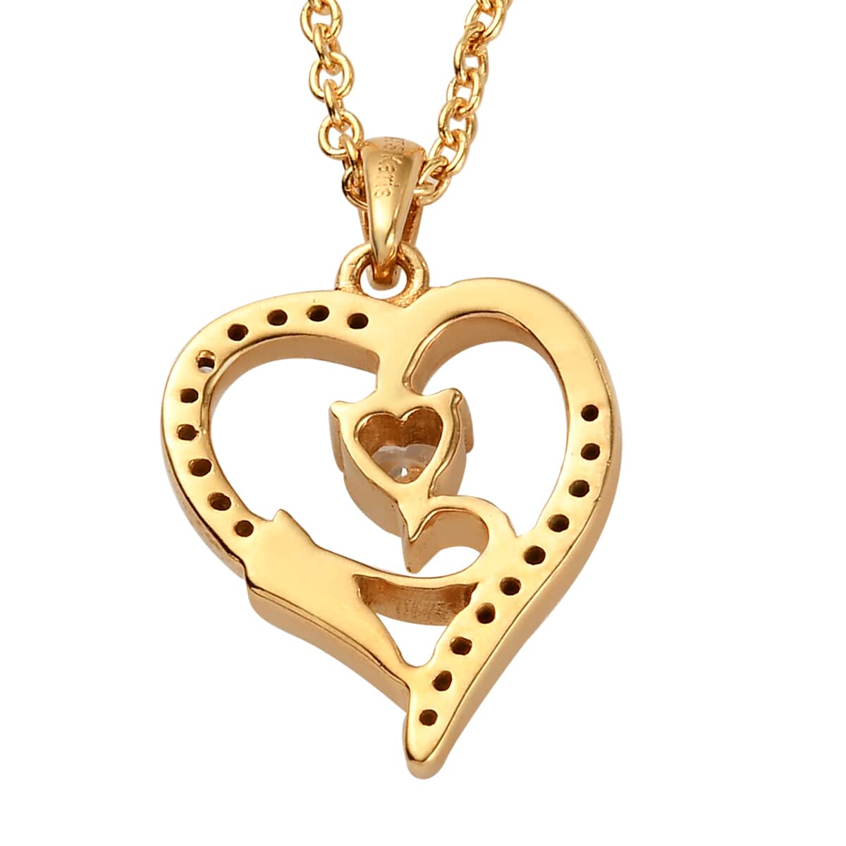 KARIS Simulated Diamond Initial L Heart Pendant Necklace 20 Inches in 18K YG Plated and ION Plated Yellow Gold Stainless Steel 0.80 ctw image number 4