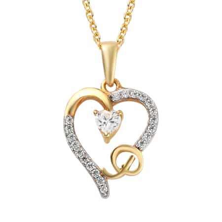 KARIS Simulated Diamond Initial P Heart Pendant Necklace 20 Inches in 18K YG Plated and ION Plated YG Stainless Steel 0.80 ctw image number 0