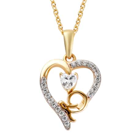 KARIS Simulated Diamond Initial Q Heart Pendant Necklace 20 Inches in 18K YG Plated and ION Plated Yellow Gold Stainless Steel 0.80 ctw image number 0