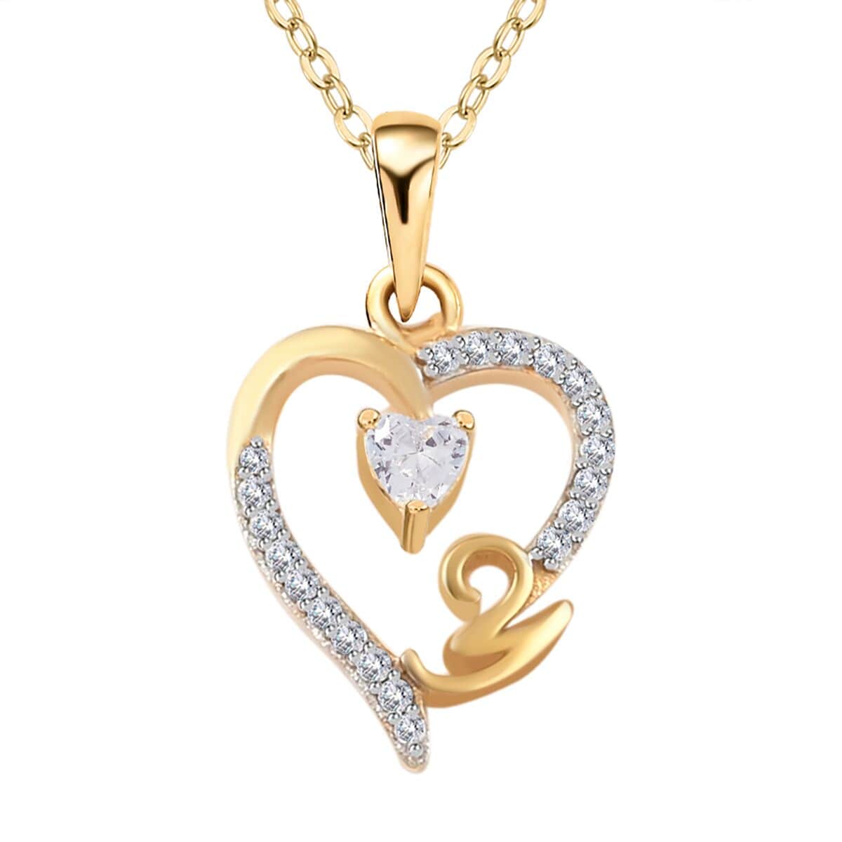 Karis Simulated Diamond Initial Y Pendant in 18K YG Plated with ION Plated YG Stainless Steel Necklace 20 Inches 0.80 ctw image number 0