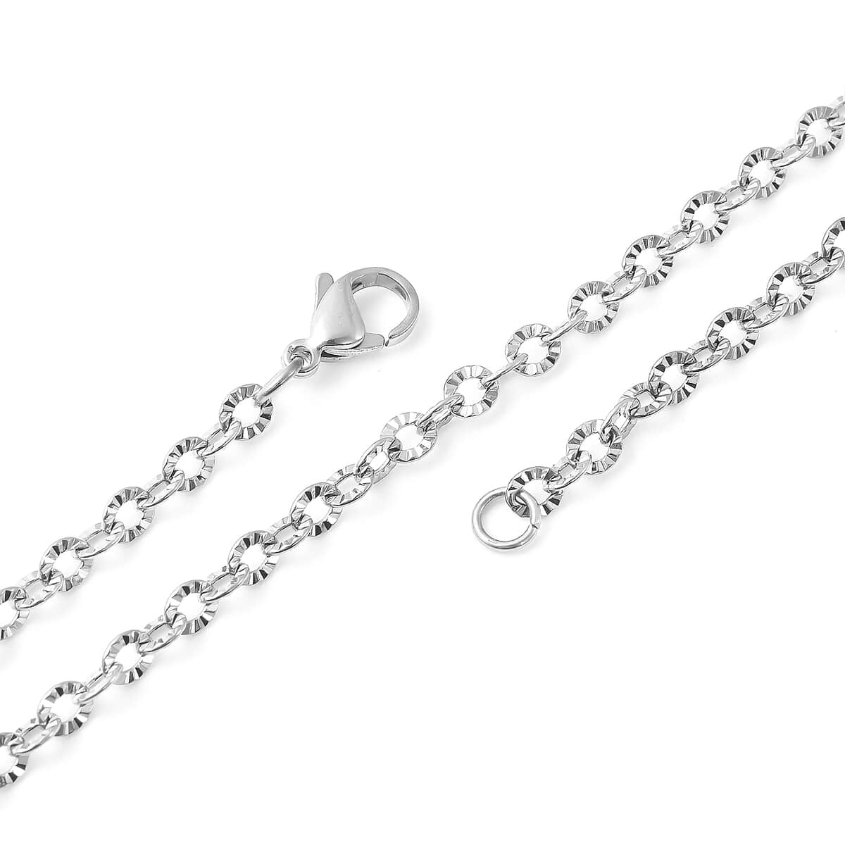 Austrian Crystal Key Shape Pendant Necklace 28 Inches in Stainless Steel 2.00 ctw image number 3