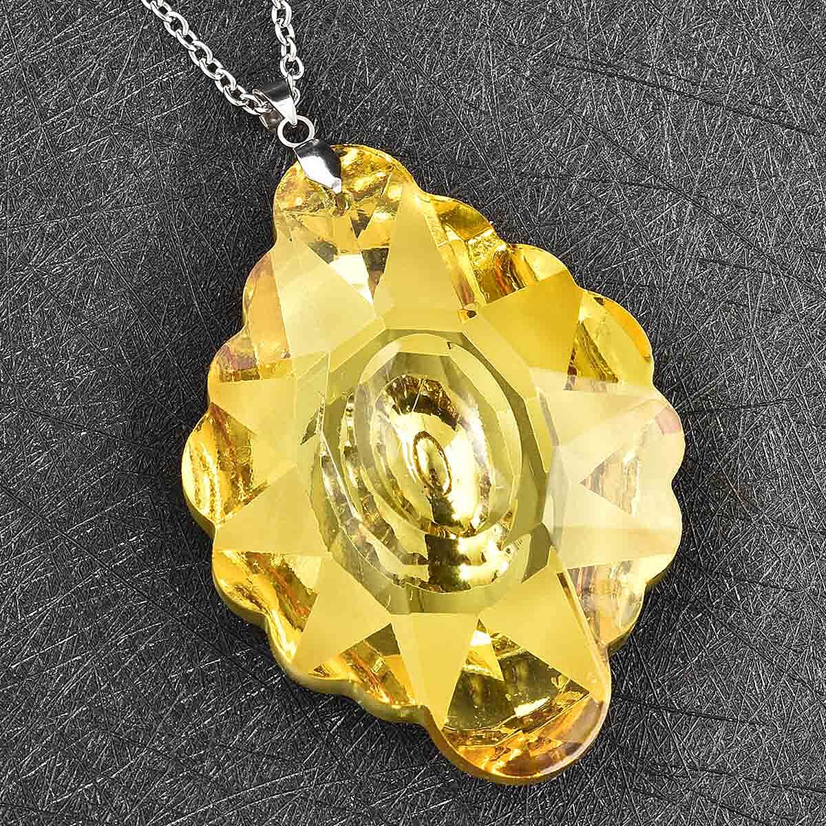 Glass Pendant Necklace (24 Inches) in Stainless Steel 215.00 ctw