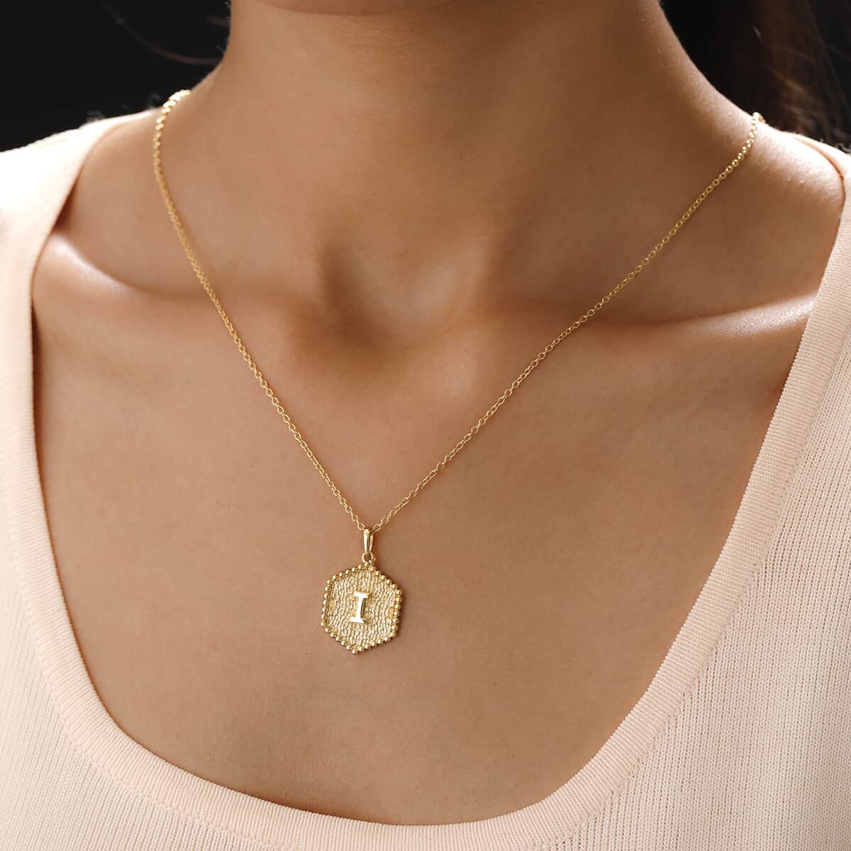 Karis I Pendant Necklace 20 Inches in 18K YG Plated and ION Plated Yellow Gold Stainless Steel image number 2
