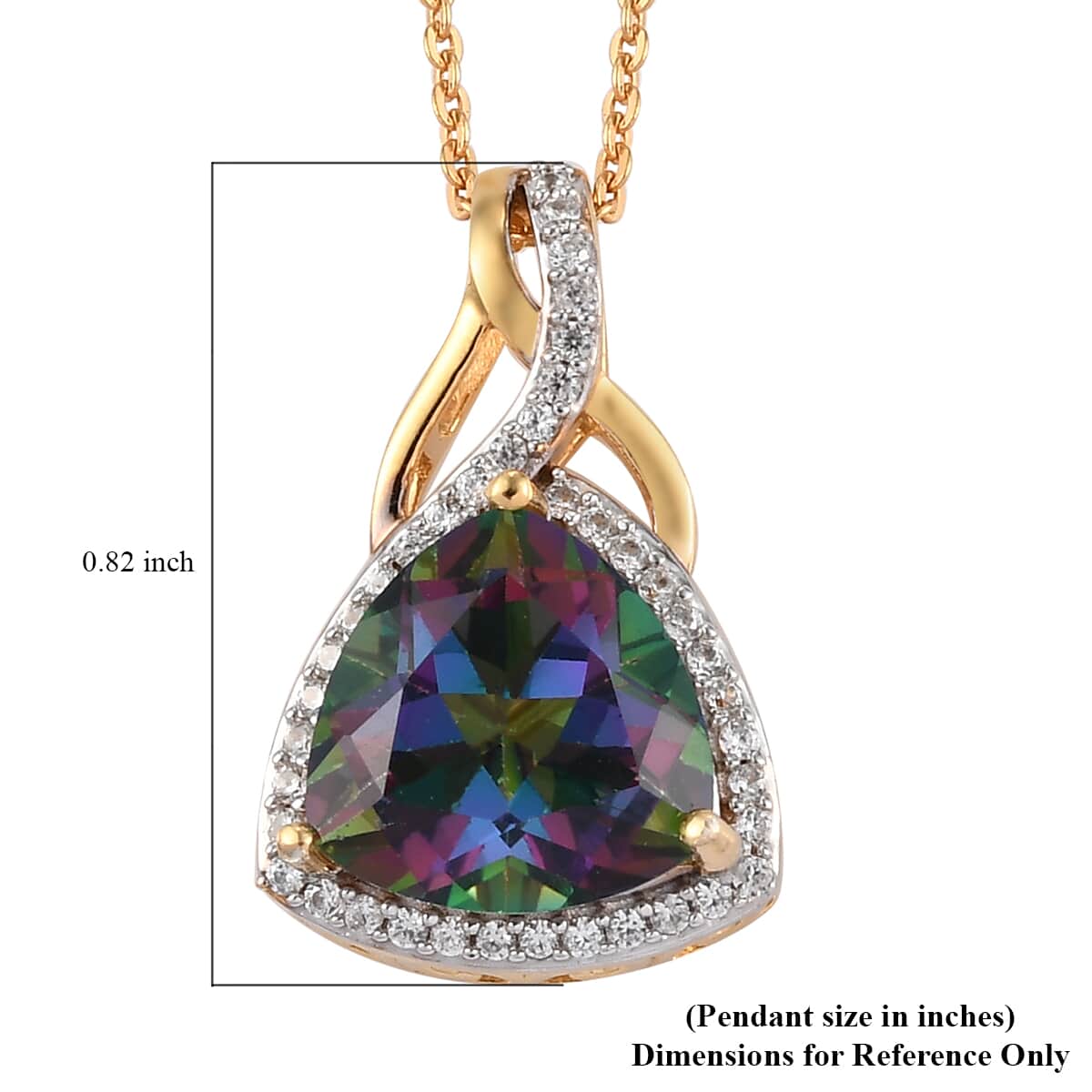 Northern Lights Mystic Topaz and Natural White Zircon Pendant Necklace 20 Inches in Vermeil Yellow Gold Over Sterling Silver 4.15 ctw image number 1