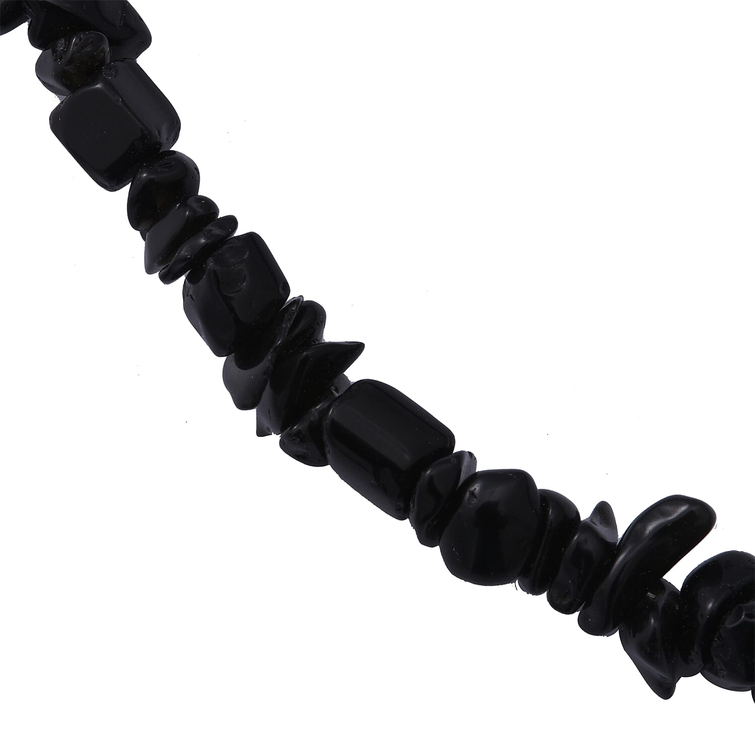 Black Obsidian Beaded Stretch Bracelet and Beaded Necklace (18 Inches) in Sterling Silver 170.00 ctw