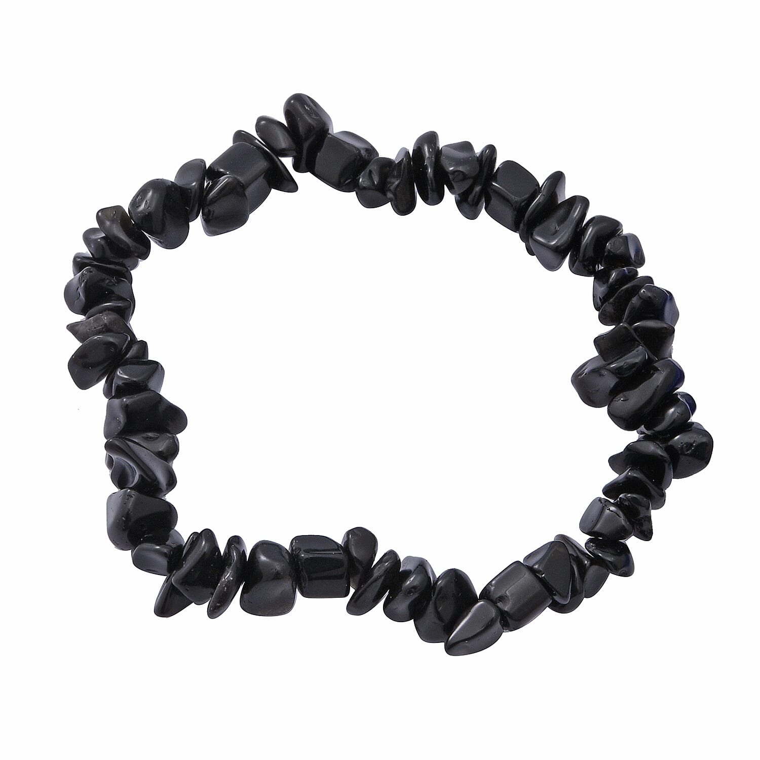 Black Obsidian Beaded Stretch Bracelet and Beaded Necklace (18 Inches) in Sterling Silver 170.00 ctw