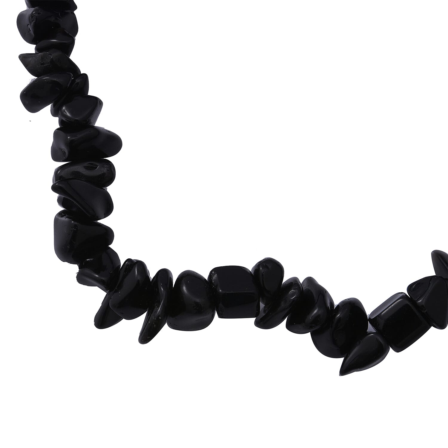 Black Obsidian Beaded Stretch Bracelet and Beaded Necklace (18 Inches) in Sterling Silver 170.00 ctw
