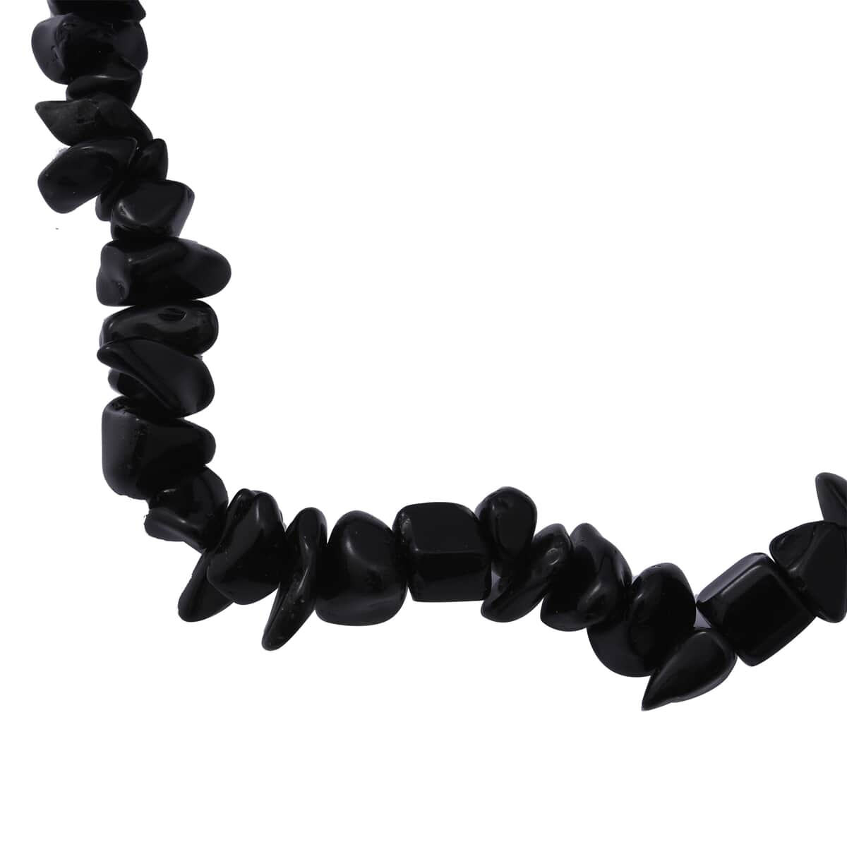Black Obsidian Beaded Stretch Bracelet and Beaded Necklace (18 Inches) in Sterling Silver 170.00 ctw image number 5